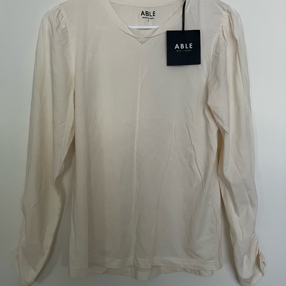 Able Men's Long Sleeve Cream Tee